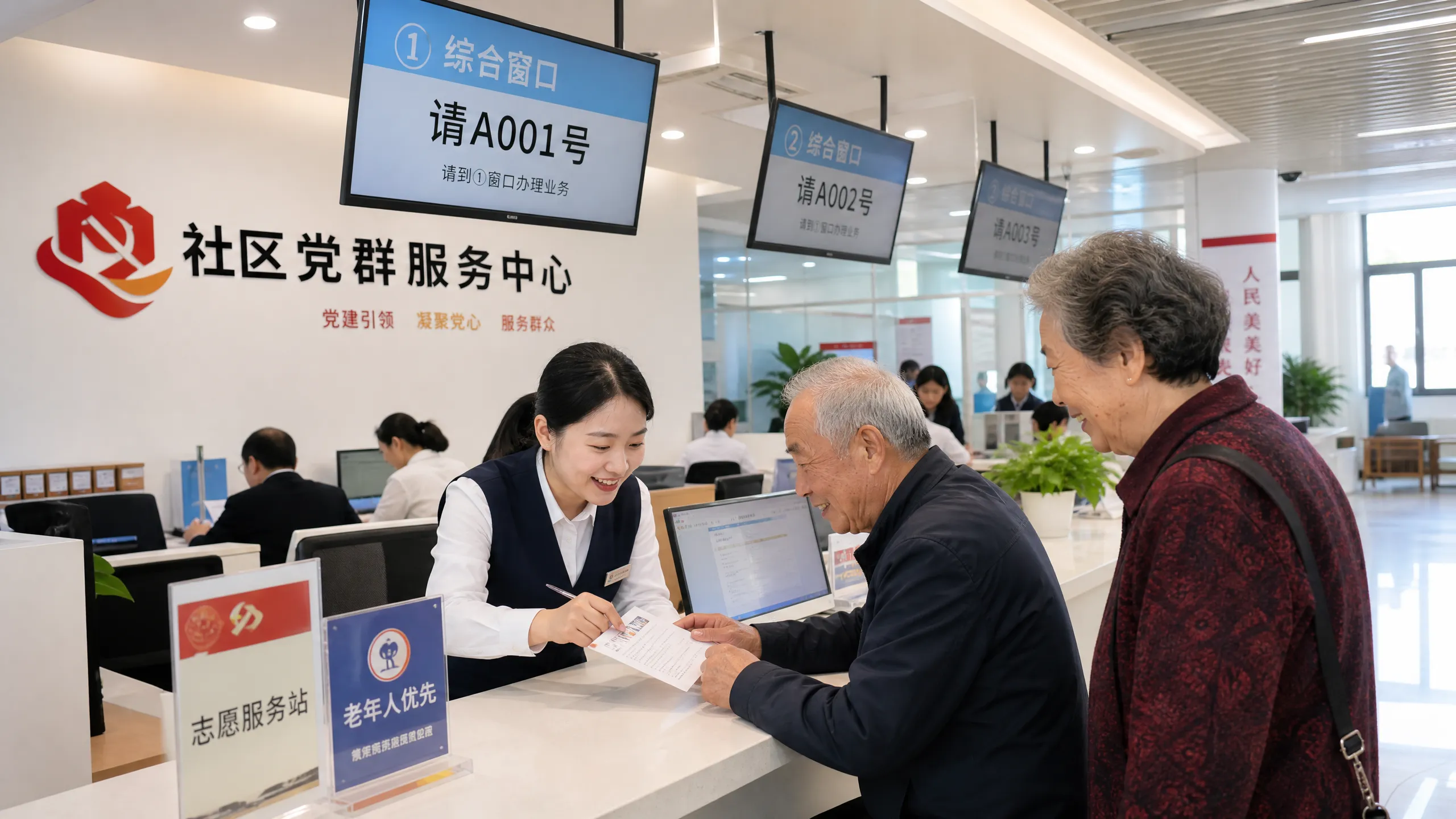 社区便民服务中心工​作人员为居民办理业务